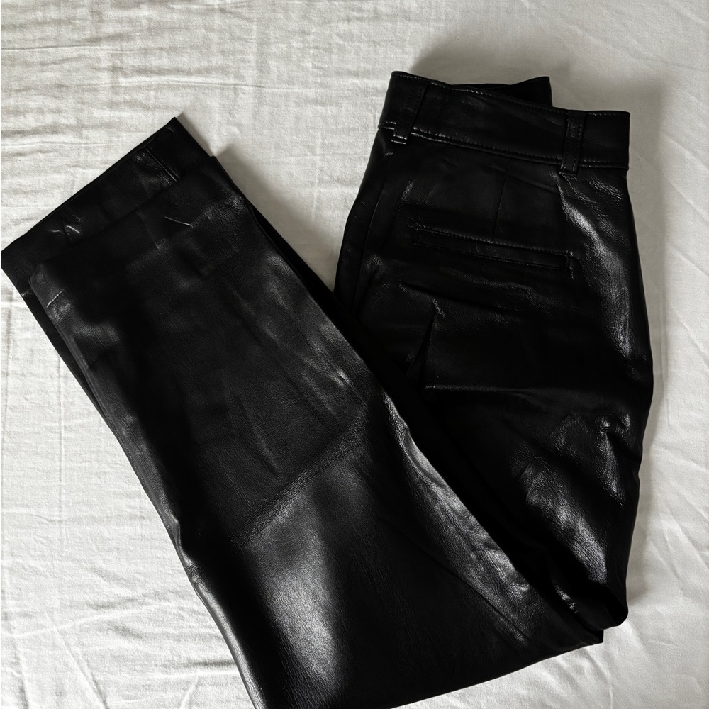 Aritzia Babaton Black Leather Trousers